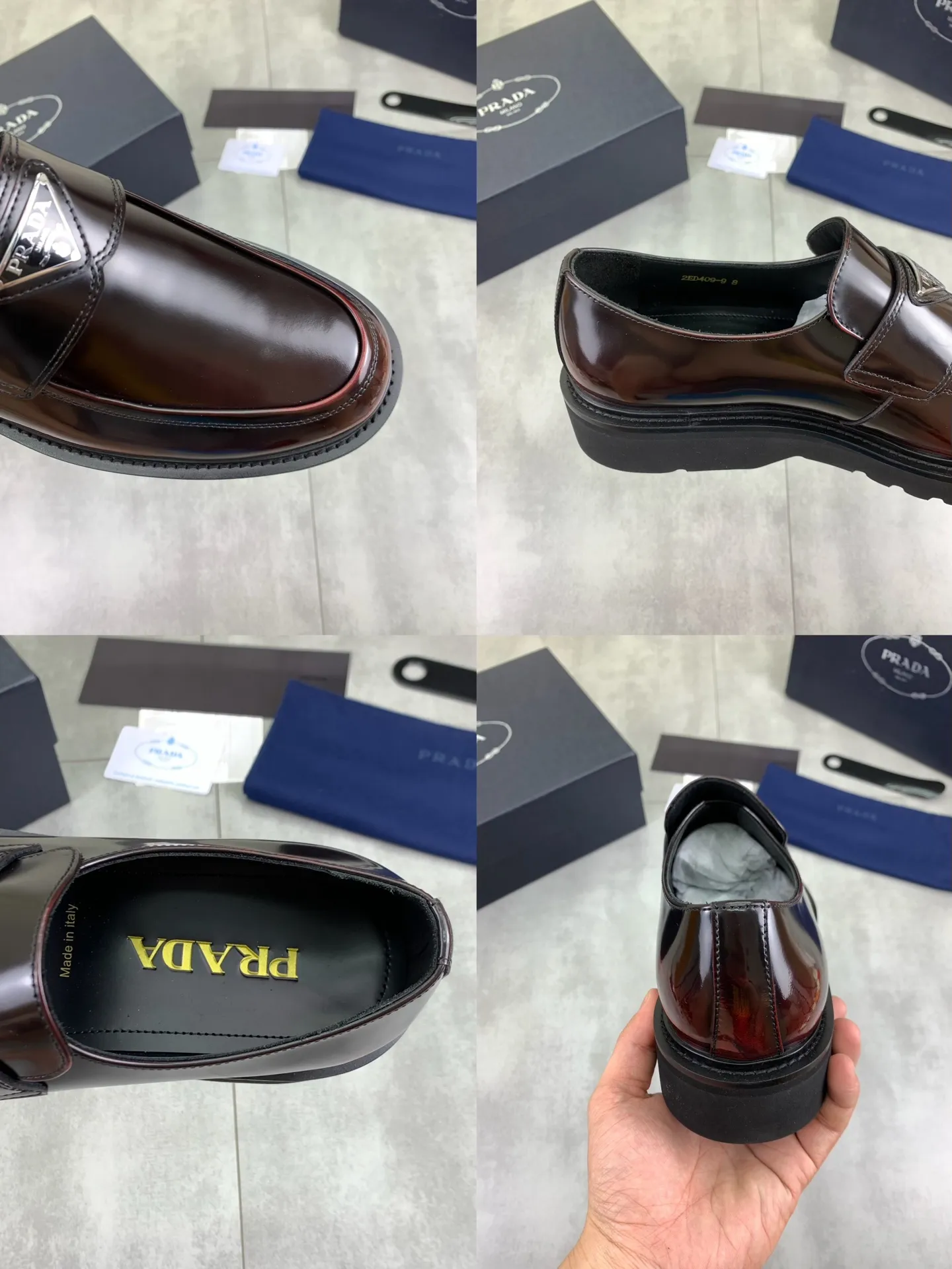 Factory price P860 💰Original quality, top version🔱 ＰＲＡＤＡPrada. Men's business casual leather shoes, top-quality leather shoes. 1:1 shipment ⬆️Luxurious and noble 👞All imported original color-rubbed edge beads, just to create a more comfortable wearing experience. Upper: Original comfortable open-edge bead rubbed color calfskin ➕Top imported water-dyed full cow lining, original lightweight and comfortable TPU foam combination bottom ✔️Code number: 39-45 (38.46 47 can be customized)